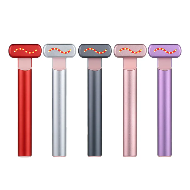 4 в 1 палочка для лица с красным светом, терапевтический массажер для лица с микротоком, терапевтический теплый массаж глаз, косметическая палочка