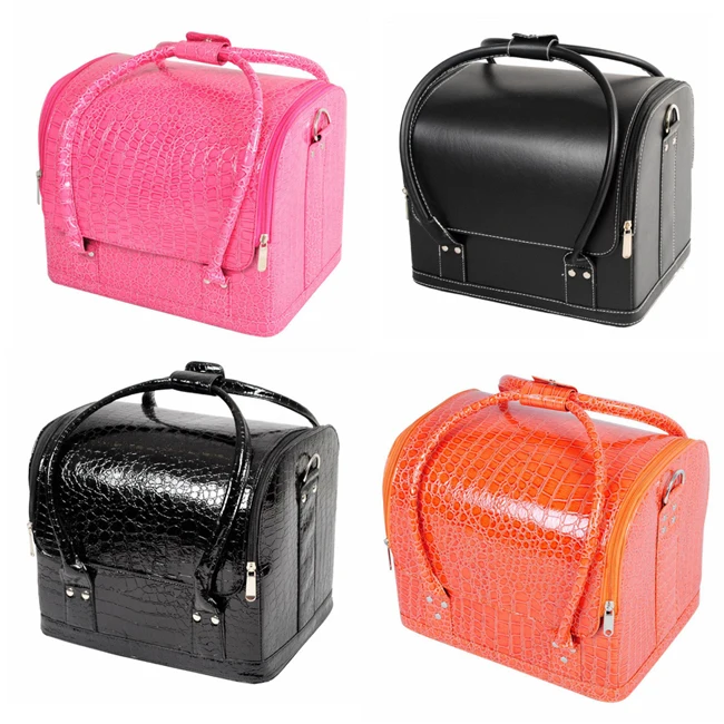 Large Faux Leather Beauty Cosmetic Makeup Vanity Case Bag Nail Art Box XY-441