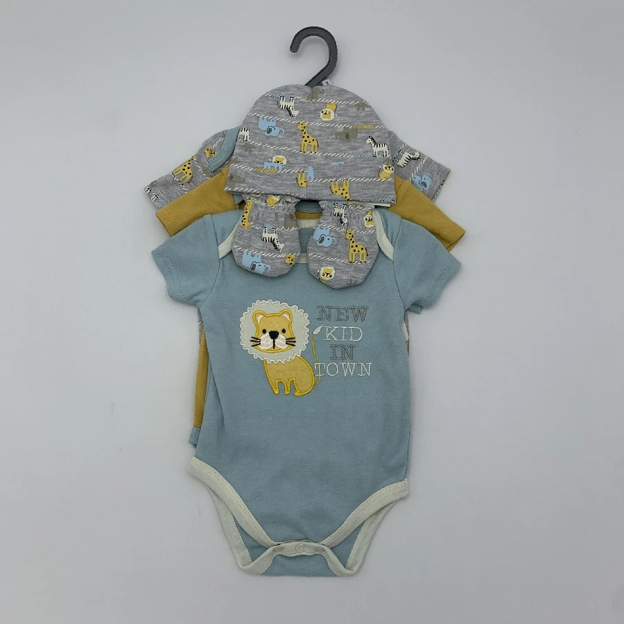 Wholesale 100% Cotton Baby Romper Bodysuit Set Soft Knitted Shorts Short Sleeves Quality Clothing for 0-3 Months Fall Season