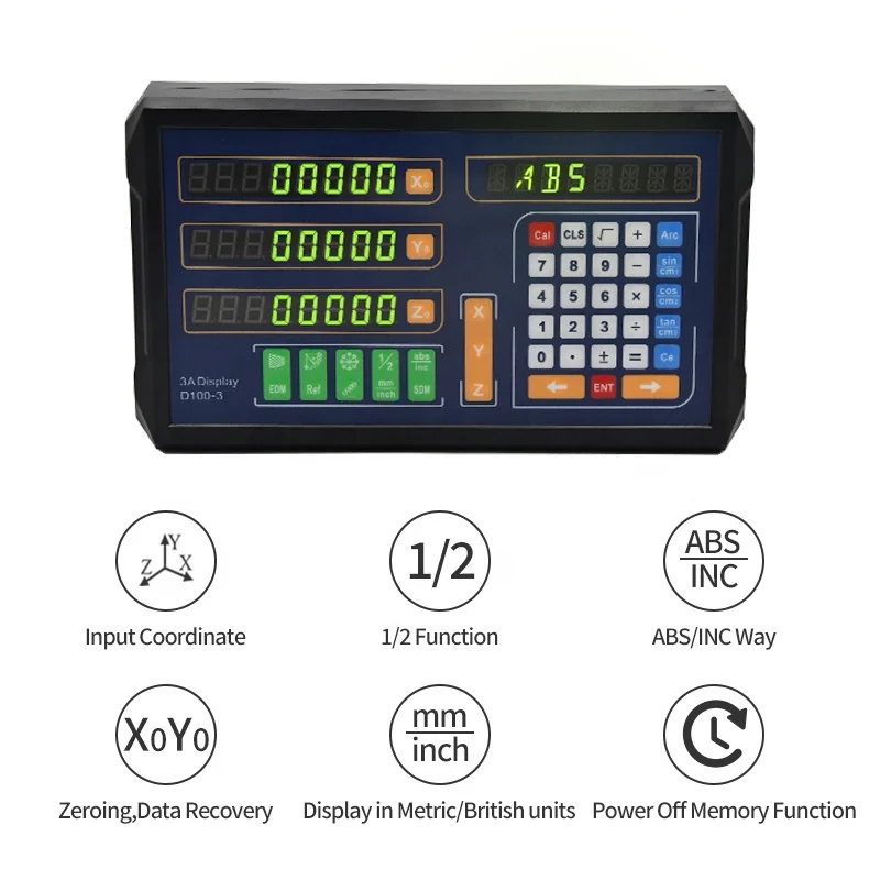 DITRON 2/3 Axis Dro Digital Readout Display with Linear Scale Optical Grating Ruler for Milling Lathe Machine