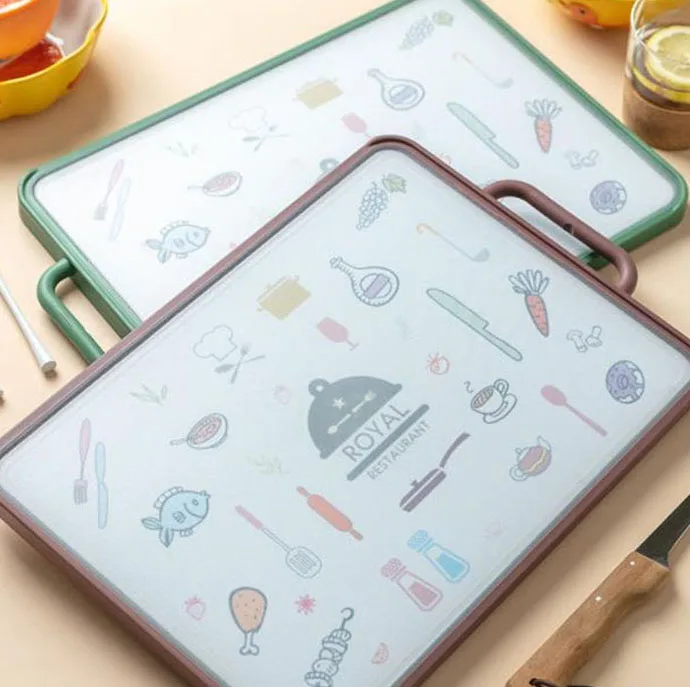 custom logo eco friendly colored green cute cheapest pe pp hdpe large with handle  plastic cutting board set