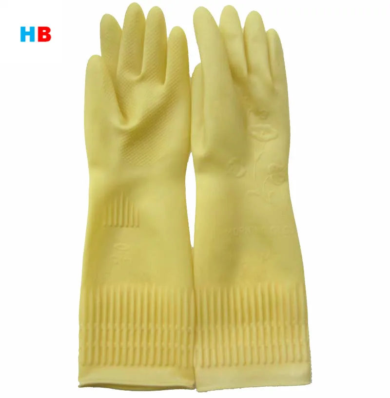 110g extra long sleeve Korea household cleaning waterproof latex gloves kitchen gloves usage cleaner funky rubber gloves