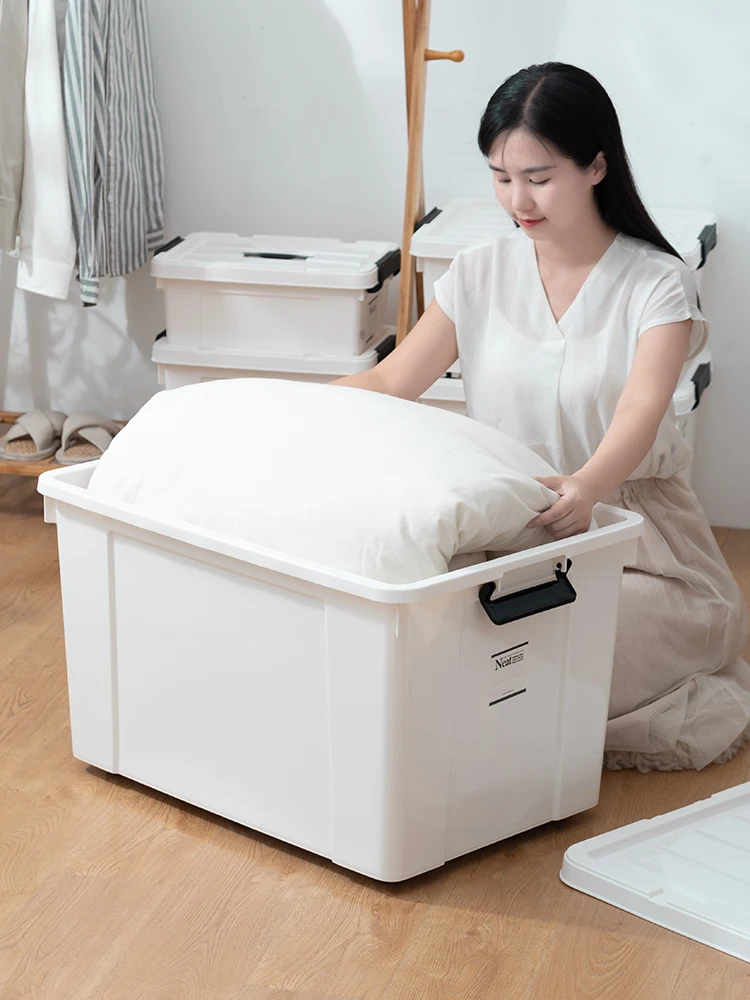 Pure 185L Stackable Containers with Durable Latching Lids Cloth Organization Ideal Large Item Storage for Garage and Basemen