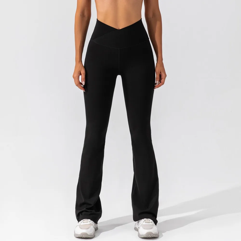 Women V Cut Stretch Soft Scrunch Back Lightweight Yoga Flare Pants