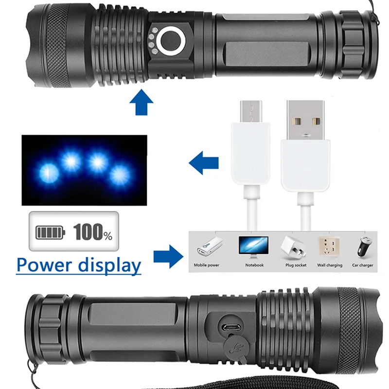 Лм 18 Вт XPH50 зум Тактический P50 фонарик USB перезаряжаемые светодиодные фонарики для кемпинга охоты поиска