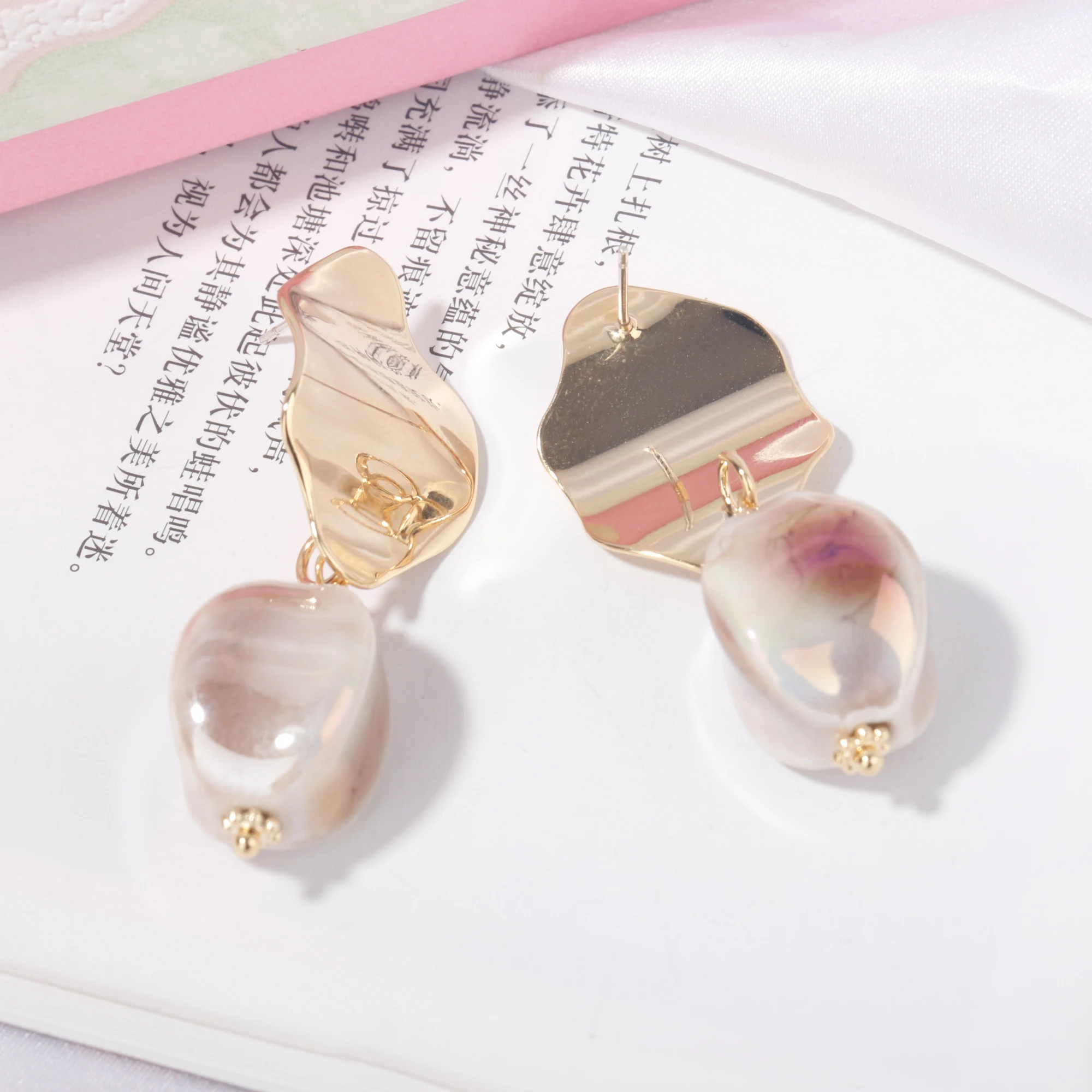 CTWSWU Elegant Irregular Amber Mermaid Tears Drop Stud Earrings 925 Silver Jewelry Gold Plated Hoop Earrings women For Gifts