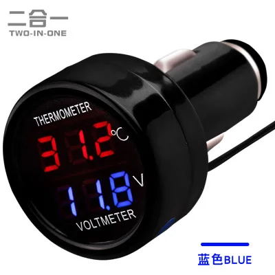 New Hot Charger 12V 24V Car Motorcycle LED DC Dual Digital LED car Display Voltmeter Thermometer Waterproof Meter Wholesale