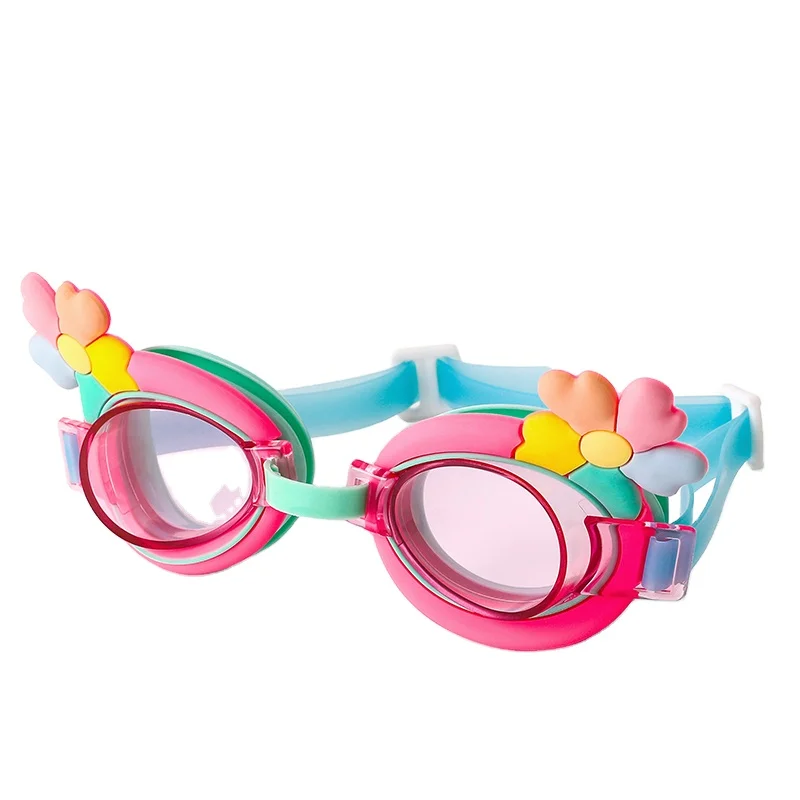 Wave hot sell children swim glasses cartoon design rainbow unicorn waterproof anti-fog for kids swimming goggles