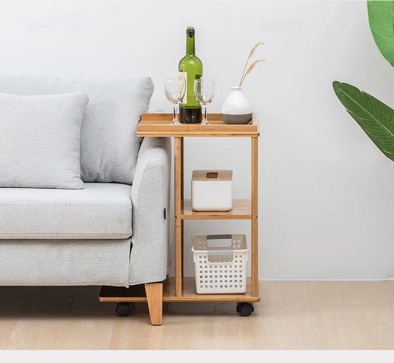 Multi Function High quality Natural bamboo Side desk commodity rack Book Magazine shelf for home