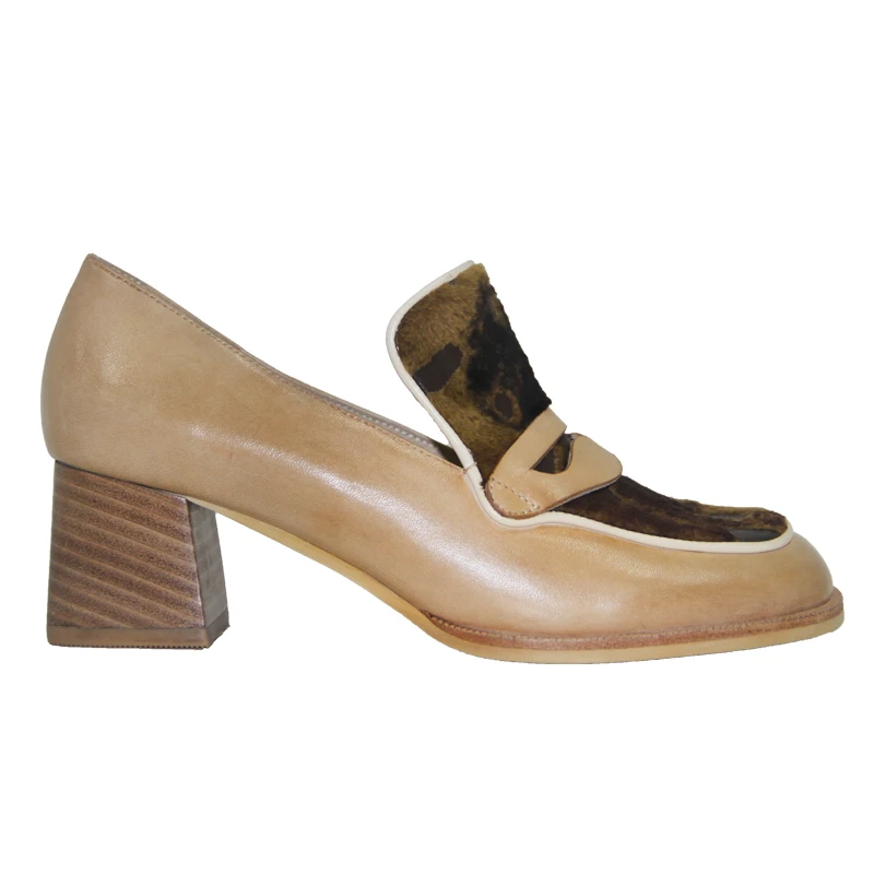 
China Manufacturer Handmade classical high quality leather and real fur women casual shoes 