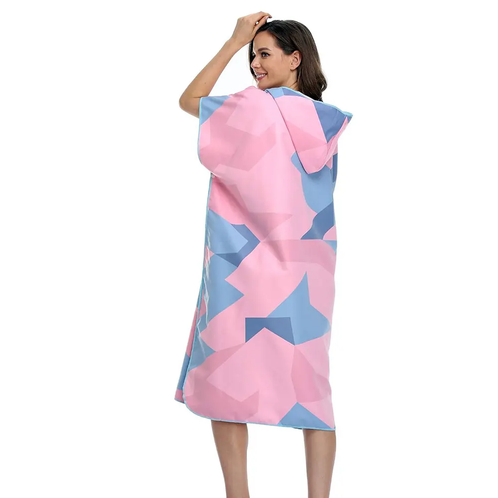 Wholesale Cheap Bulk Custom Printed Microfiber Surf Hooded Poncho Beach Towel for Adults