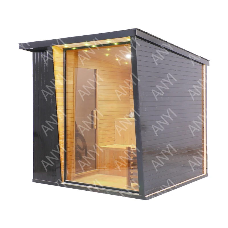 hemlock wooden sauna room with sauna stove for sale