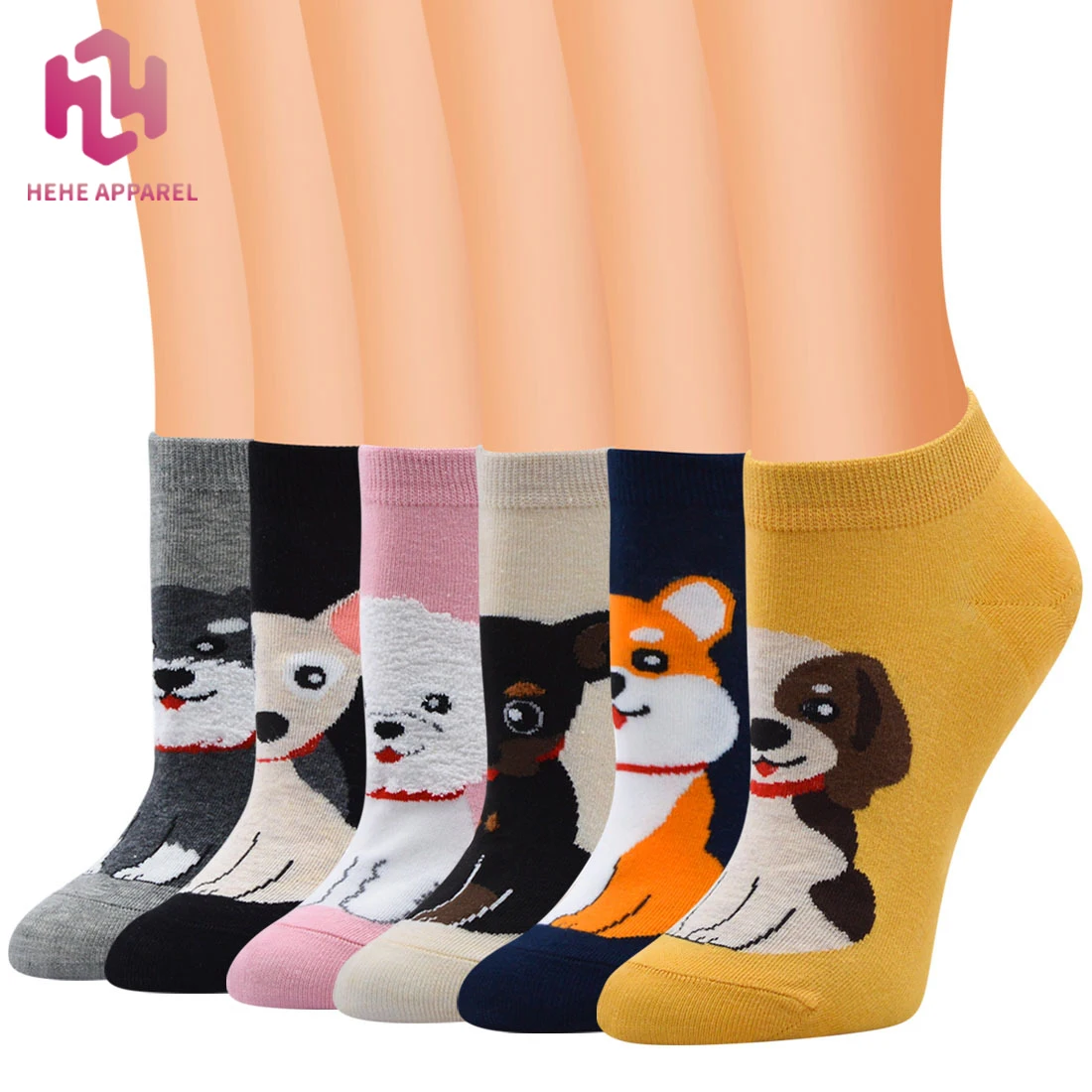 New cartoon socks wholesale creative cotton socks cute cartoon dog pattern ladies boat socks