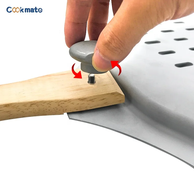 Perforated Pizza Peel Stop Edge Home favor 12 x 14 Inch Rectangular Pizza Turning Peel Aluminum Foldable Pizza Paddle