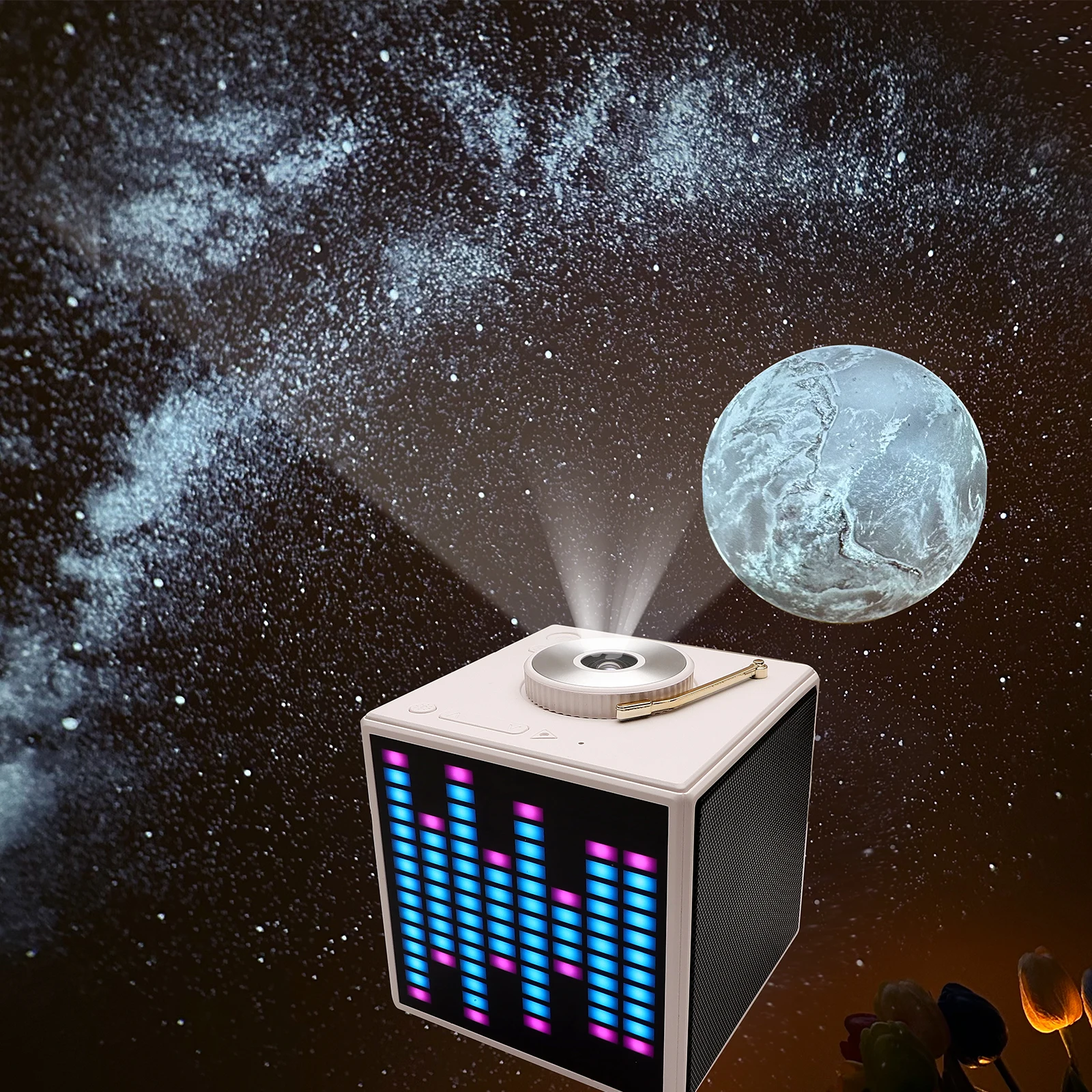New HD Moon Earth Planet Projector Lamp Projector Lamp Star Clouds Projection Light Lamp with Bluetooth speaker