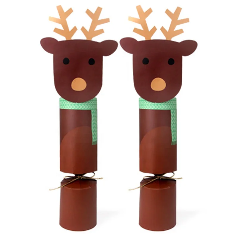 New Creative Paper Christmas Cracker Candy Box Santa Claus Deer Nutcracker Gift Crackers Christmas Party Favors