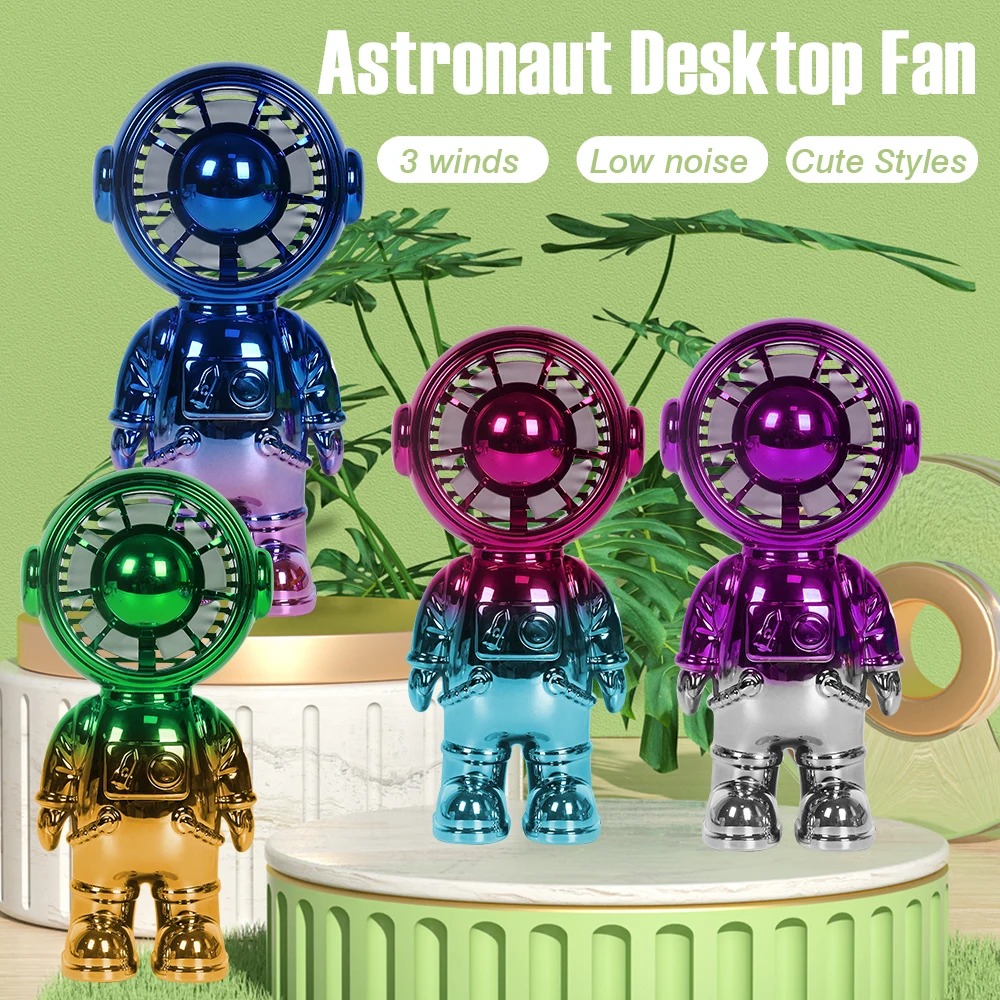 Mini portable astronaut hand electric fan cooler portable rechargeable small neck cooling handheld fan table standing fans toy