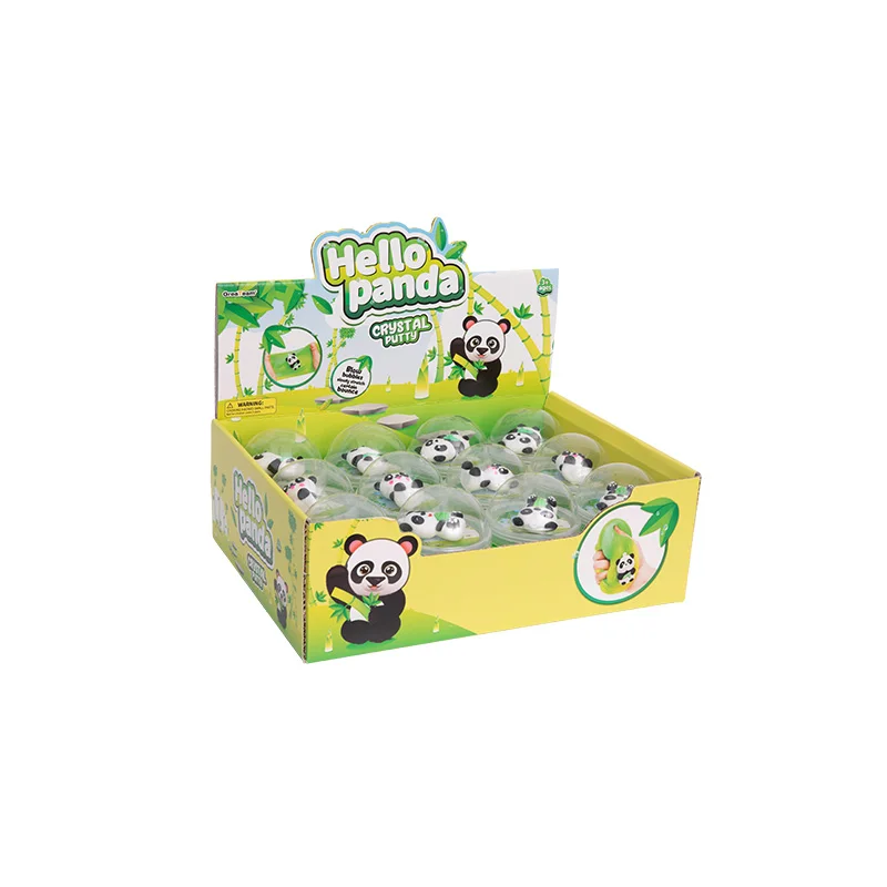 hello panda series slime 3 colors mixing in pot fluffy slime Chinese panda slime toys