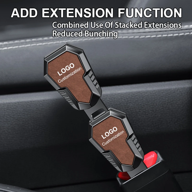 Custom Logo Seat Belt Extension Car Universal Standard Size Metal Holder Safety Seat Belt Buckle