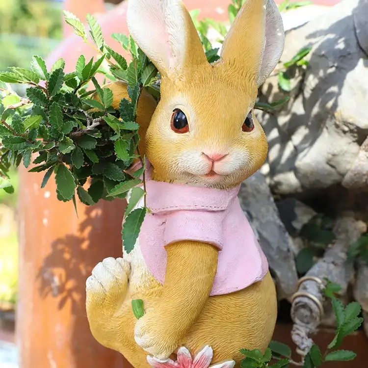 
Garden Small Animal Rabbit Decoration Resin Crafts Statues Creative Outdoor Garden Courtyard Cute Cartoon Animal Rabbit Pendant 