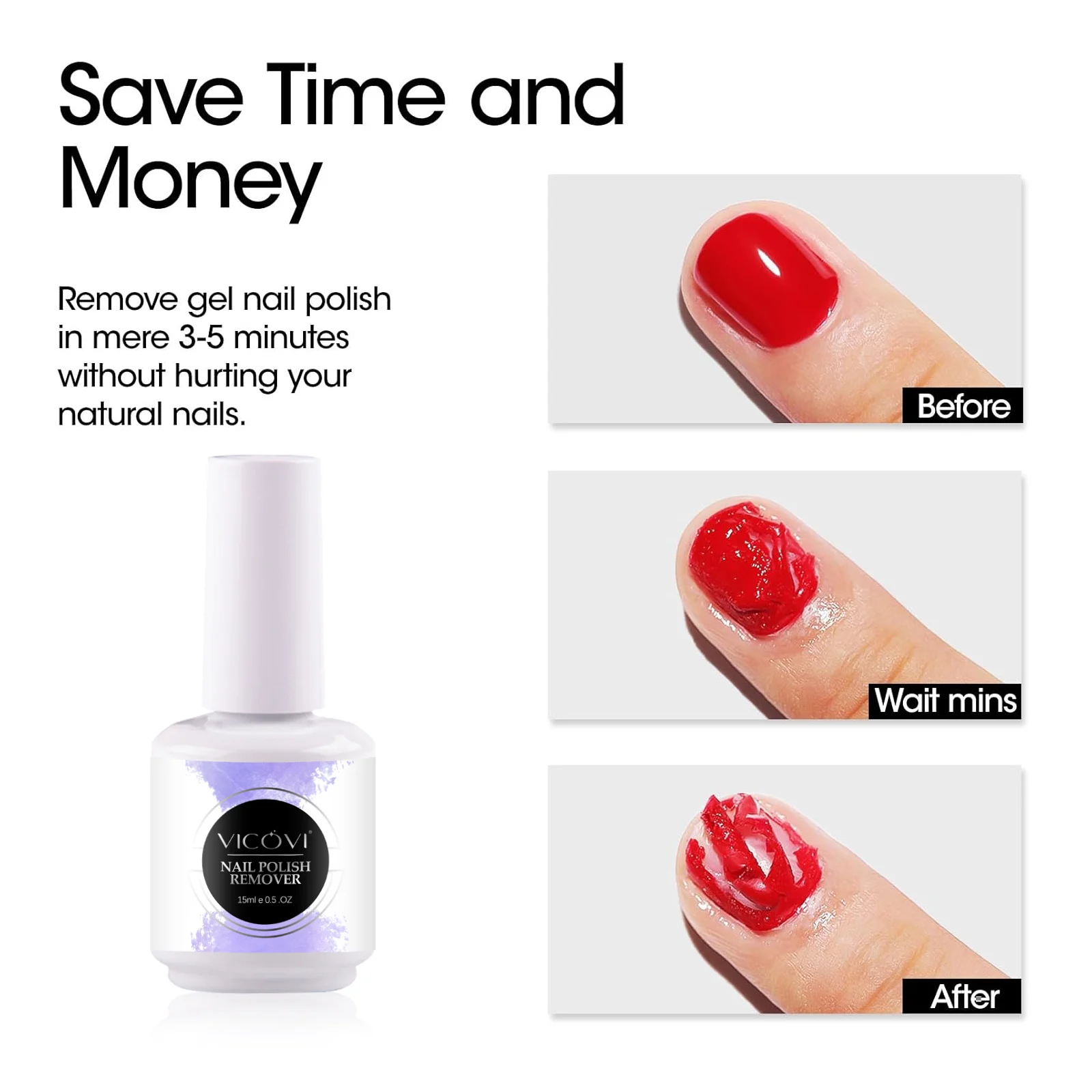 VICOVI Wholesale Nail Care Harmless OEM Private Label Uv Gel Healthy Sale Gel Polish Remover 15ml Magic Nail Polish Remover Gel