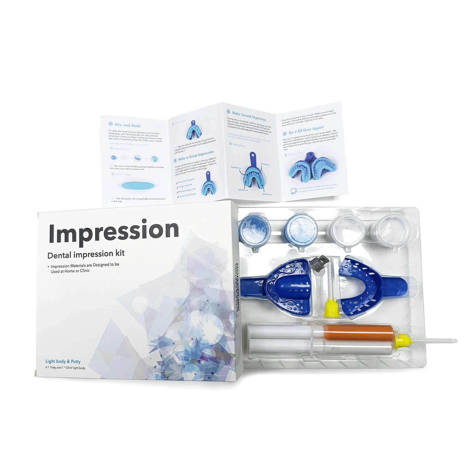 Wholesale Custom Logo Dental Light Body Impression Material DIY Silicone Molding Teeth Impression Kit with Putty