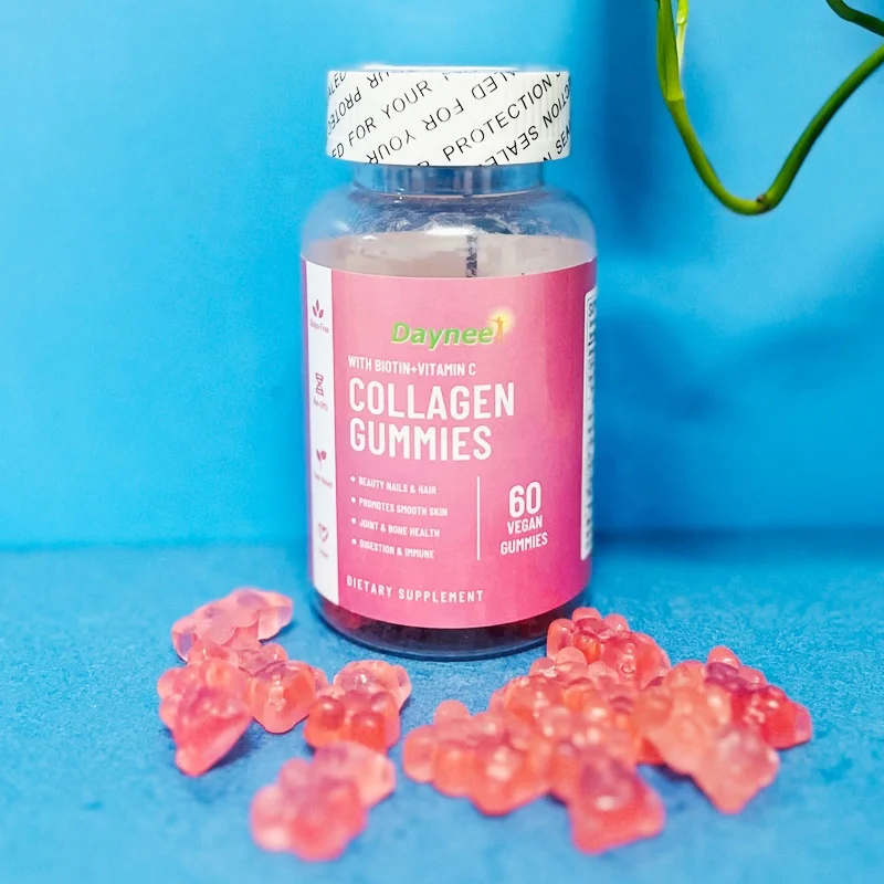 Daynee COLLAGEN GUMMIES with biotin Vitamin vegan Hair Skin and Nails Gummy skin whitening soft candy for Brightening lighten