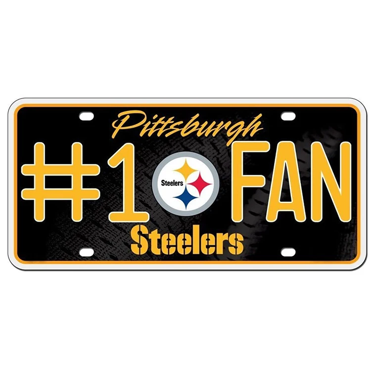 
Pittsburgh Steelers NFL Glitter Bling Chrome License Plate Frame & Steelers Number One Fan License Plate 