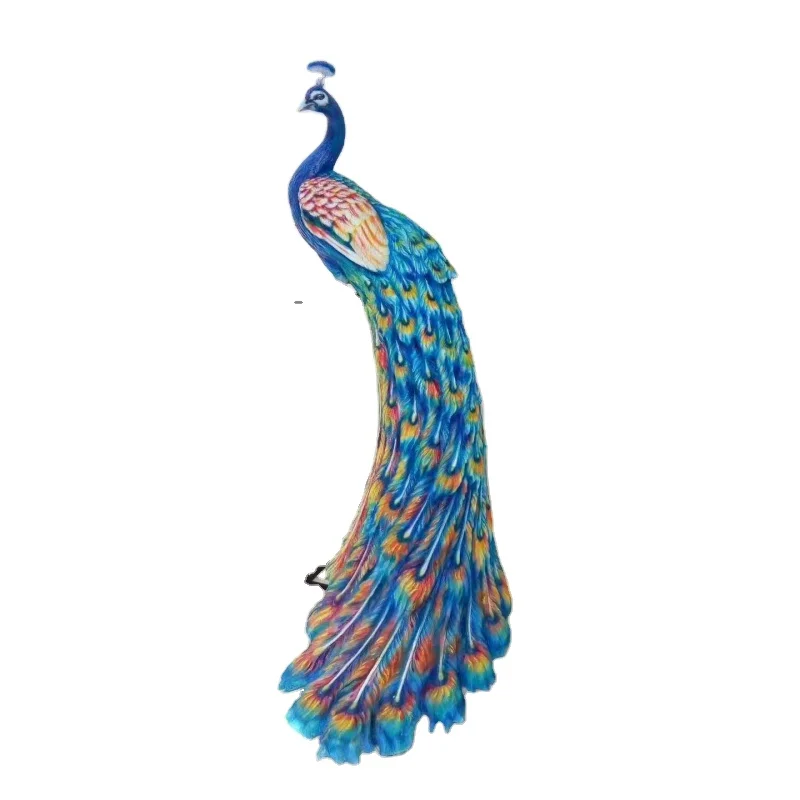 Custom High Quality Resin Sculpture Big Peacock Statue Resin Indoor Decorative Peacock Statue