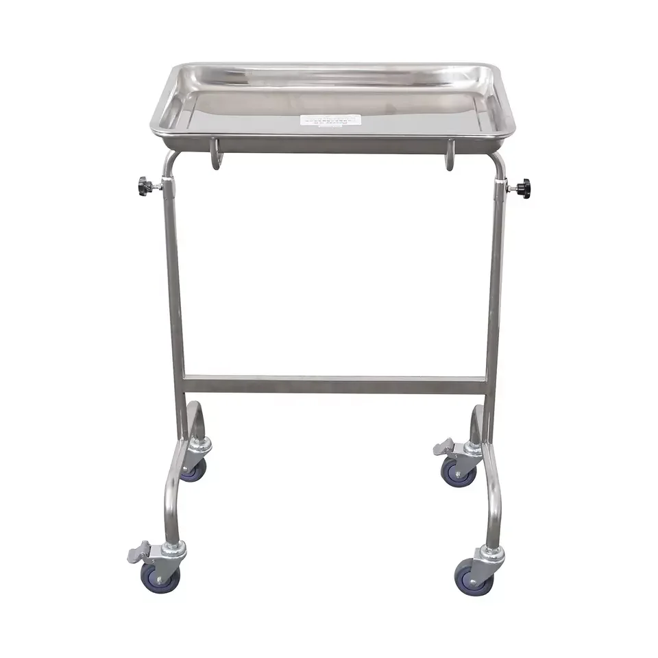 Modern Design Surgical Instrument Trolley Medical Equipment Dressing Cart One Shelf Stainless Steel Hospital Use Adjustable