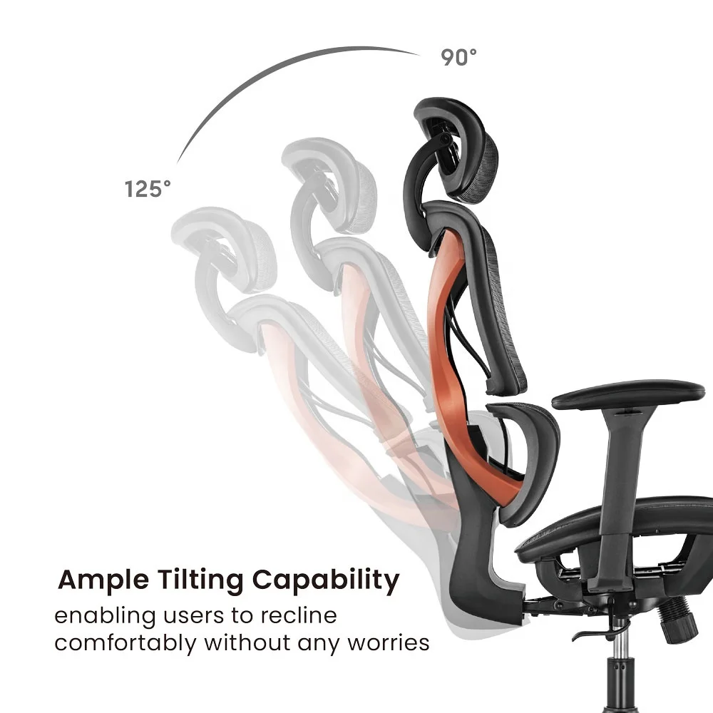 Back Support SpineX Ergonomic High Back Swivel Leaning Office Computer Chair with 3D Armrest Height Adjustable