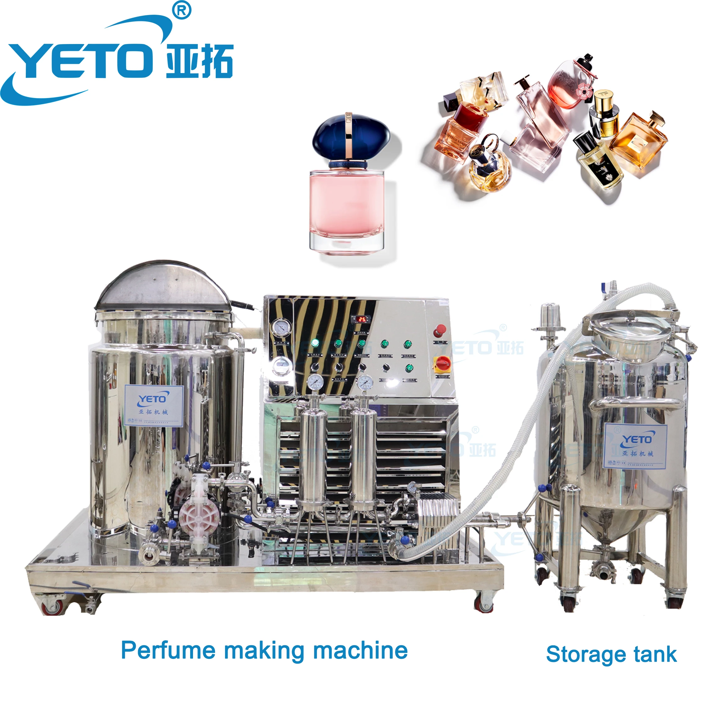 YETO-Perfume Making Machine Production Line Perfume Manufacturing Mixing Tank With Filter Fragrance Essential Oil Filtration