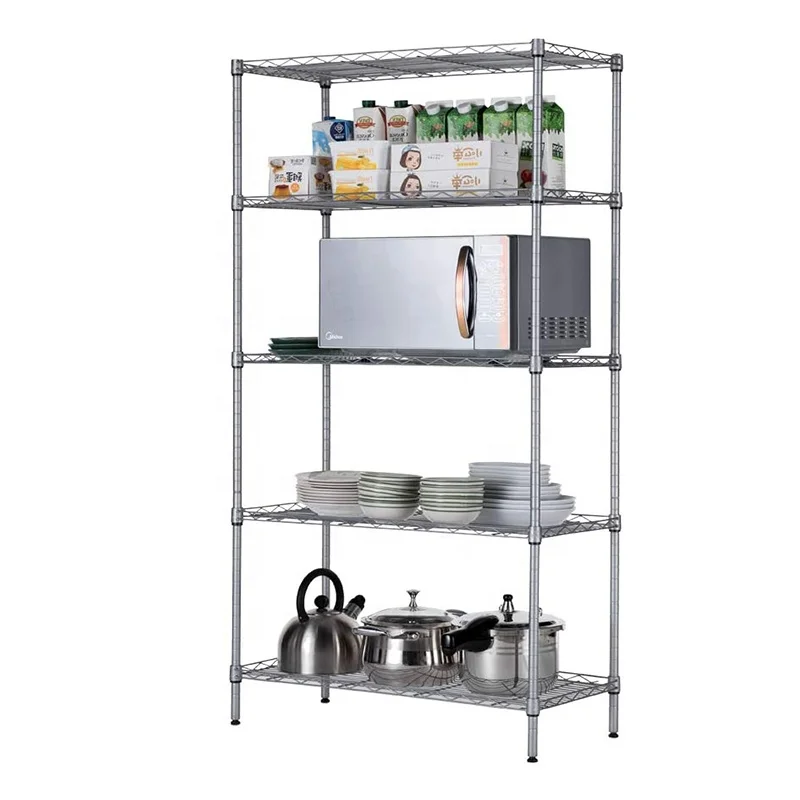 Heavy Duty Storage Shelf Metal Kitchen Rack Display System Steel Wire Rack System Chrome Shelving