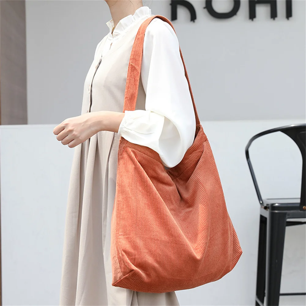 Wholesale Fashion Corduroy Tote Shopping Bag With Logo