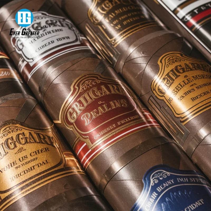 Private Custom Waterproof Vinyl Cigar Stickers with Gold Foil Cigar Labels
