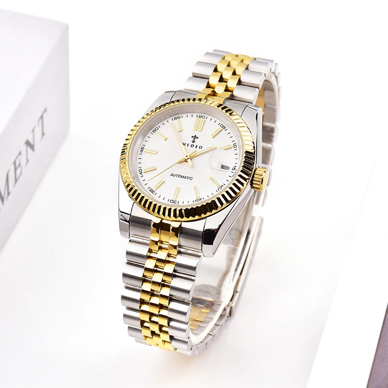 SHX Japan Movt Gold Hands Wristwatches Wrist Mens Watch Stainless Steel Quartz Luxury Waterproof Case Fashion