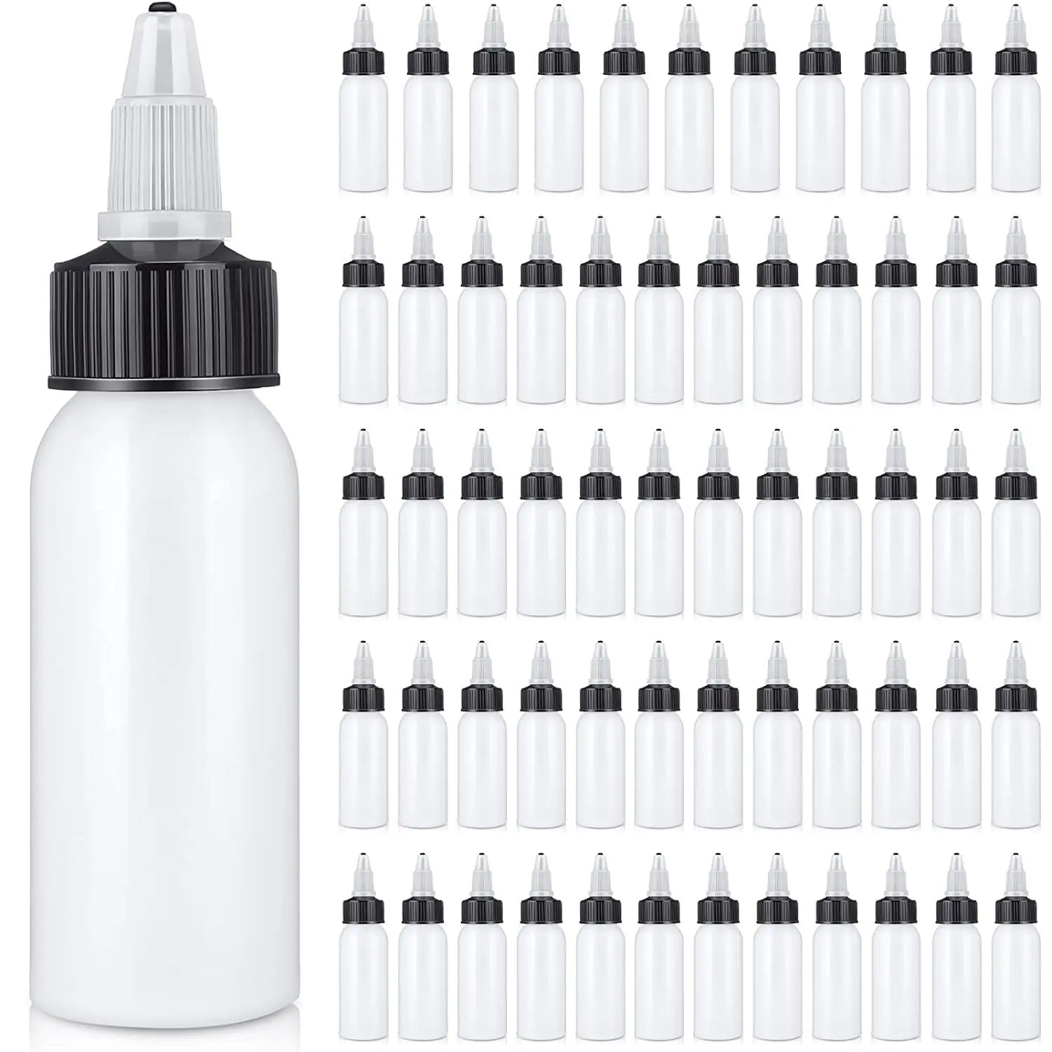 1 oz/ 30ml Dispensing Bottles for Liquids Inks Oil Lab Condiment Plastic Squeeze Bottle with Twist Top Cap
