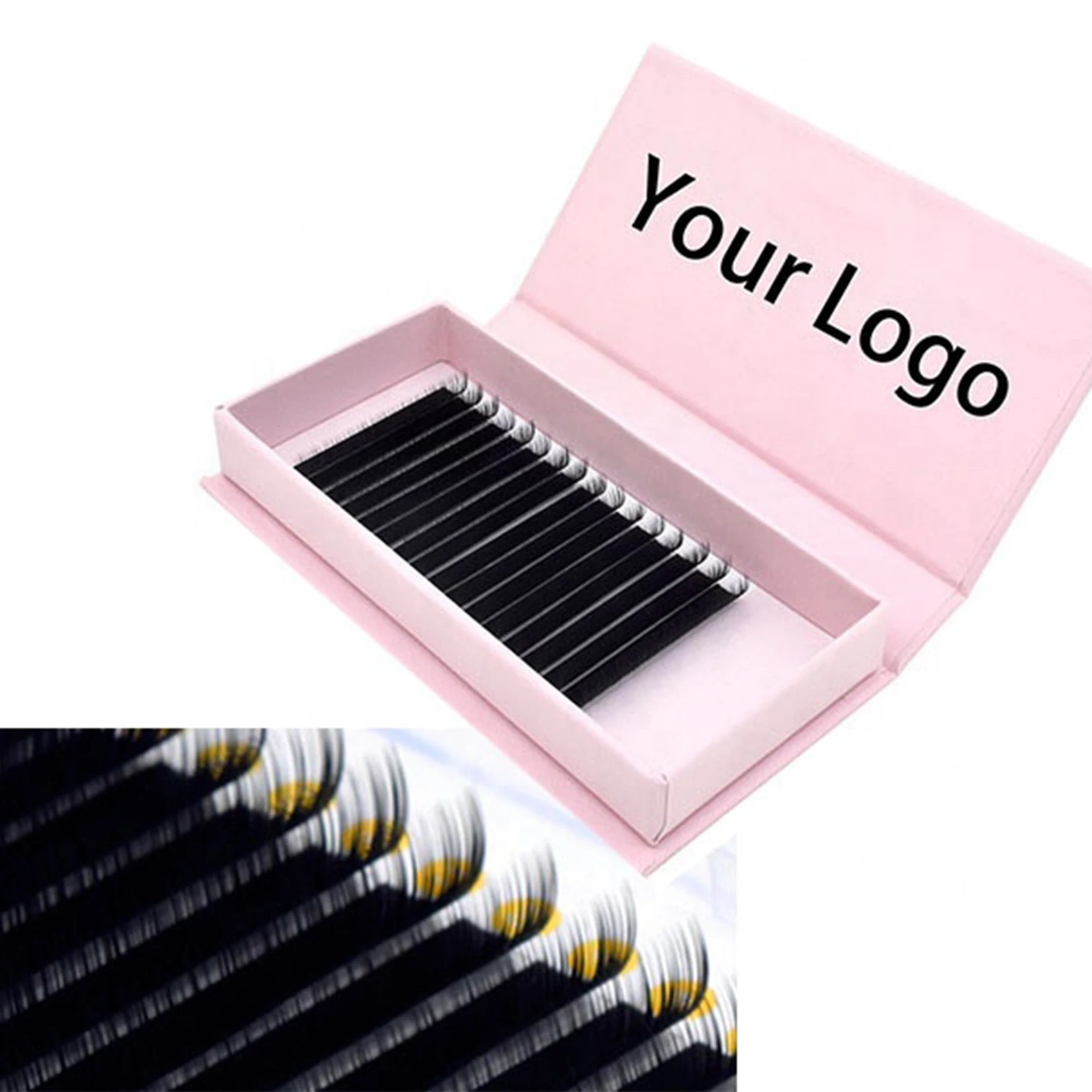 
2020 Private Label Custom Packaging Faux Mink Silk 0.07mm False Lashes Synthetic Individual Eyelash Extensions 