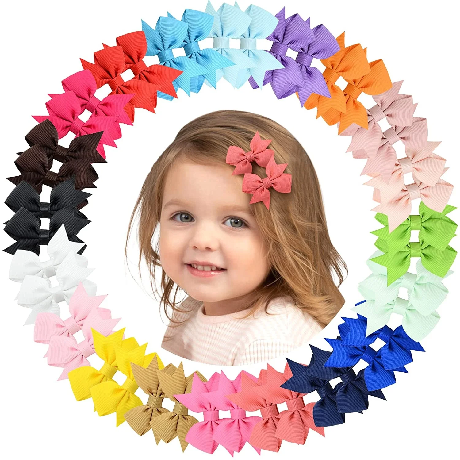 OKAY 2.2 Inch Baby Hair Bows Clips for Girls Grosgrain Ribbon Fully Lined Infant Hair Clips Accessories for Baby Girls Newborns