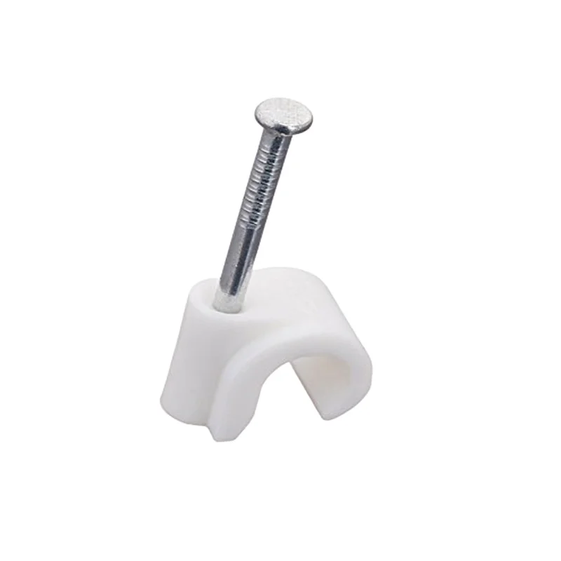 cable clips with steel nail   Plastic round Electric wire hook