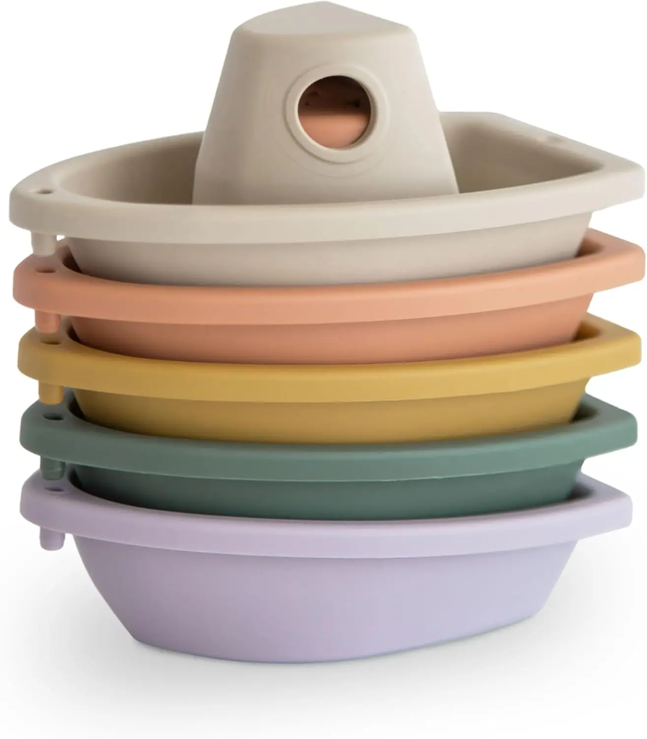 Toddler and Baby Stacking Bathtub Toys With Drain Holes, Stacking Boat Toy Set for Bath Time Fun