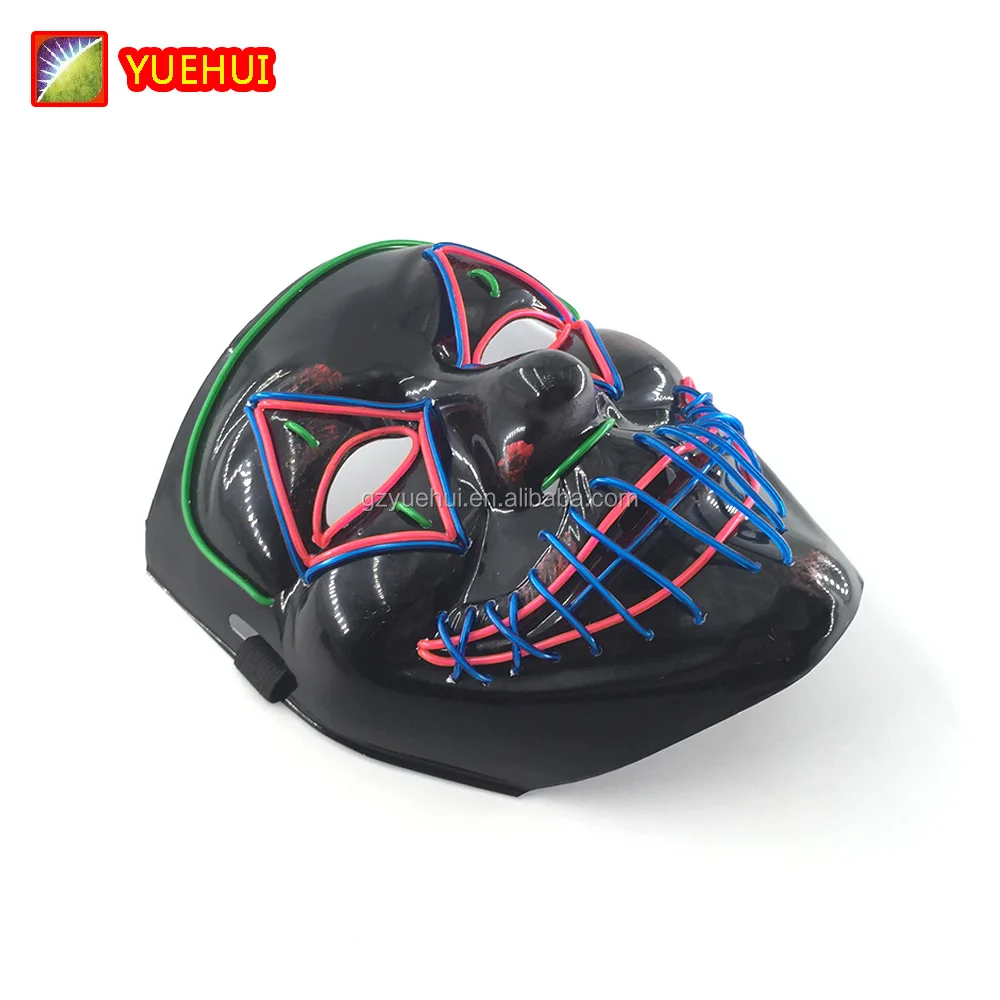 Luminous Neon Halloween Led Rave Party Mask Sound Reactive Masquerade EL Masks Party Neon Glow In Dark Party Mask