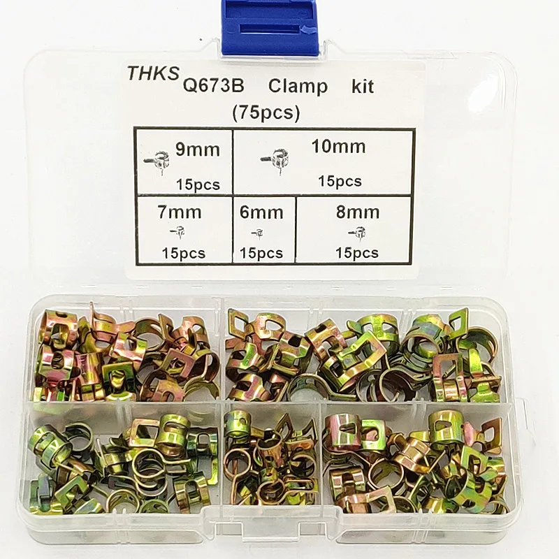 75PCS 6-10mm Carbon Steel Galvanized Elastic Spring  Hose Clamp For Japanese-style Fuel Pipe Clamp,Auto Spring Clips