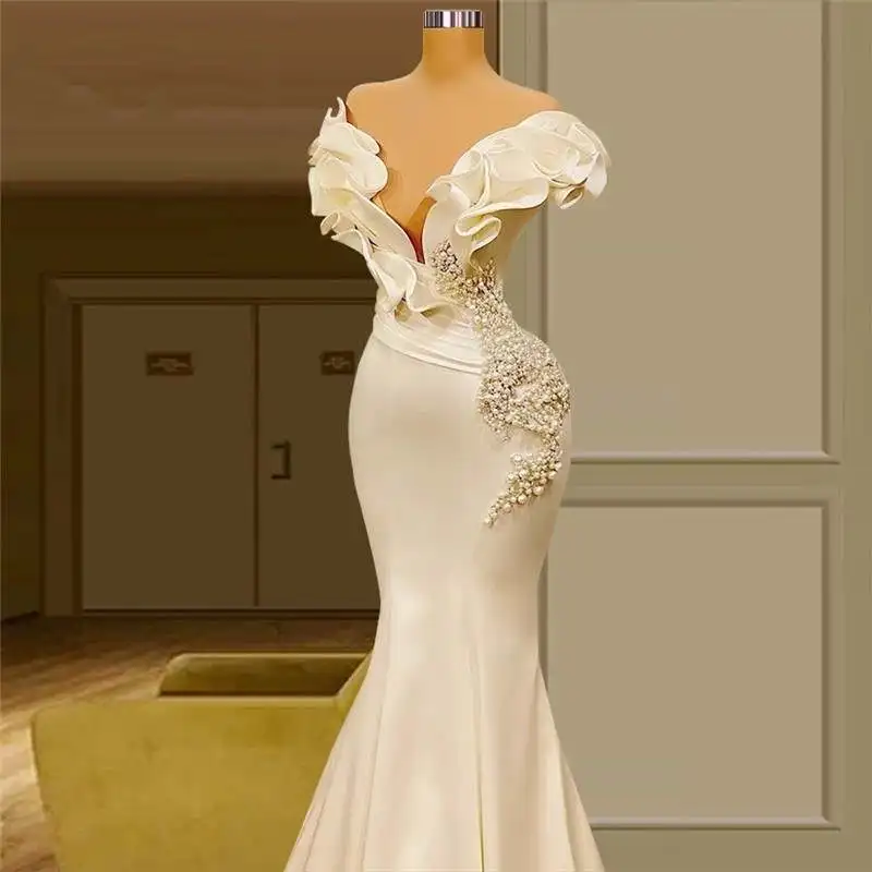 AL1813 Factory wholesale custom cheap dresses women party plus size white luxury Christmas bridal mermaid wedding dresses