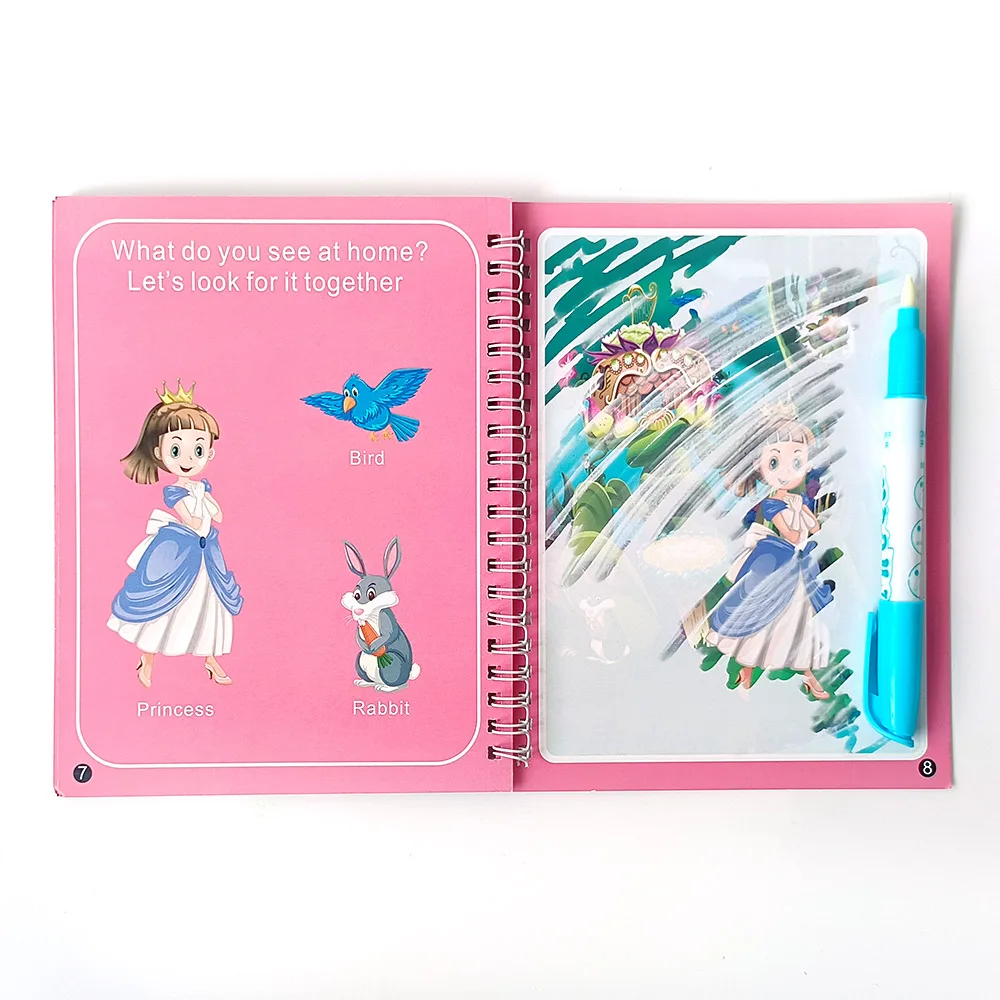 Wholesale custom coloring books for kids early education drawing book cute magic water color book printing