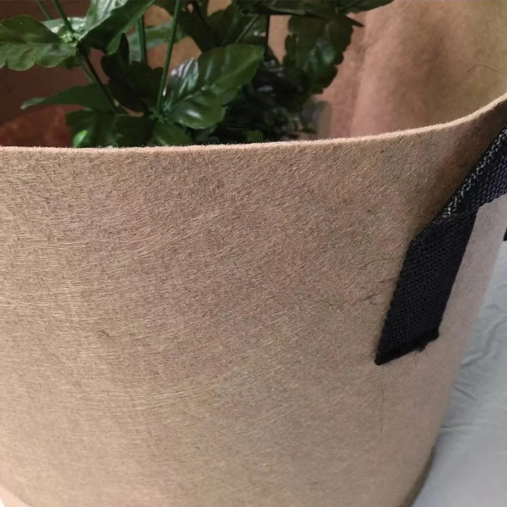 Manufacture Planting Gallon Nutrition Tree Fabric Non Woven Brown Bags With Strap Seedling Bags Colored