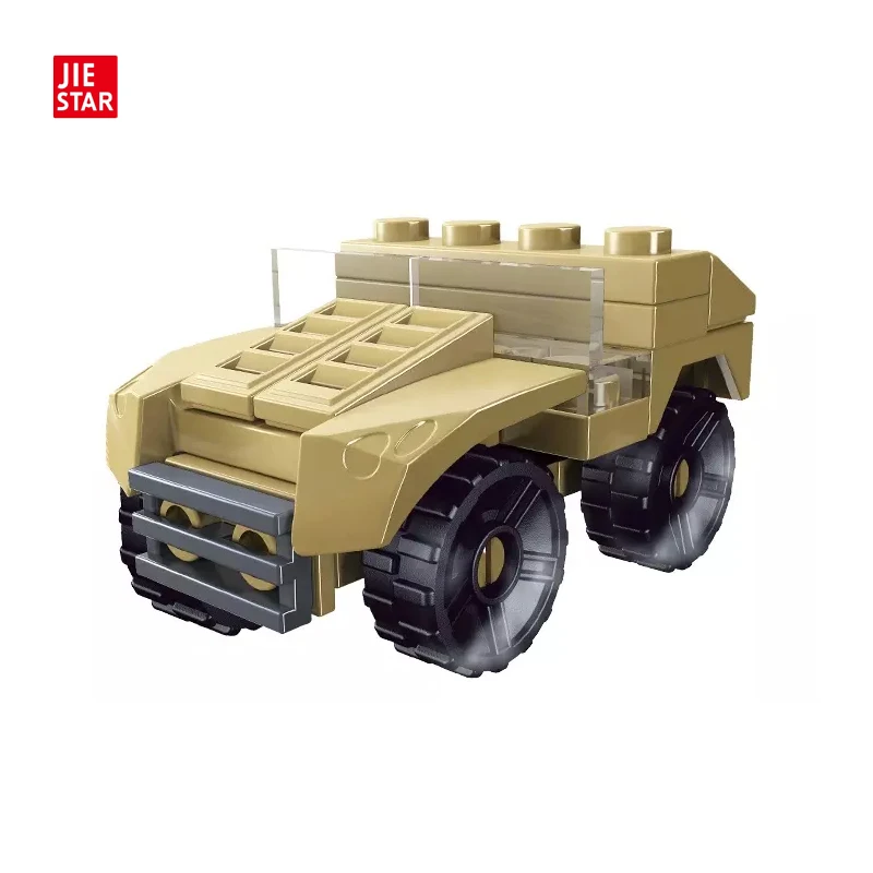 JIESTAR Hot Sell 21 Pcs Army Hummer Vehicle Truck Car Model Building Block Toy Cheap Mini Easter Christmas Surprise Egg Filler