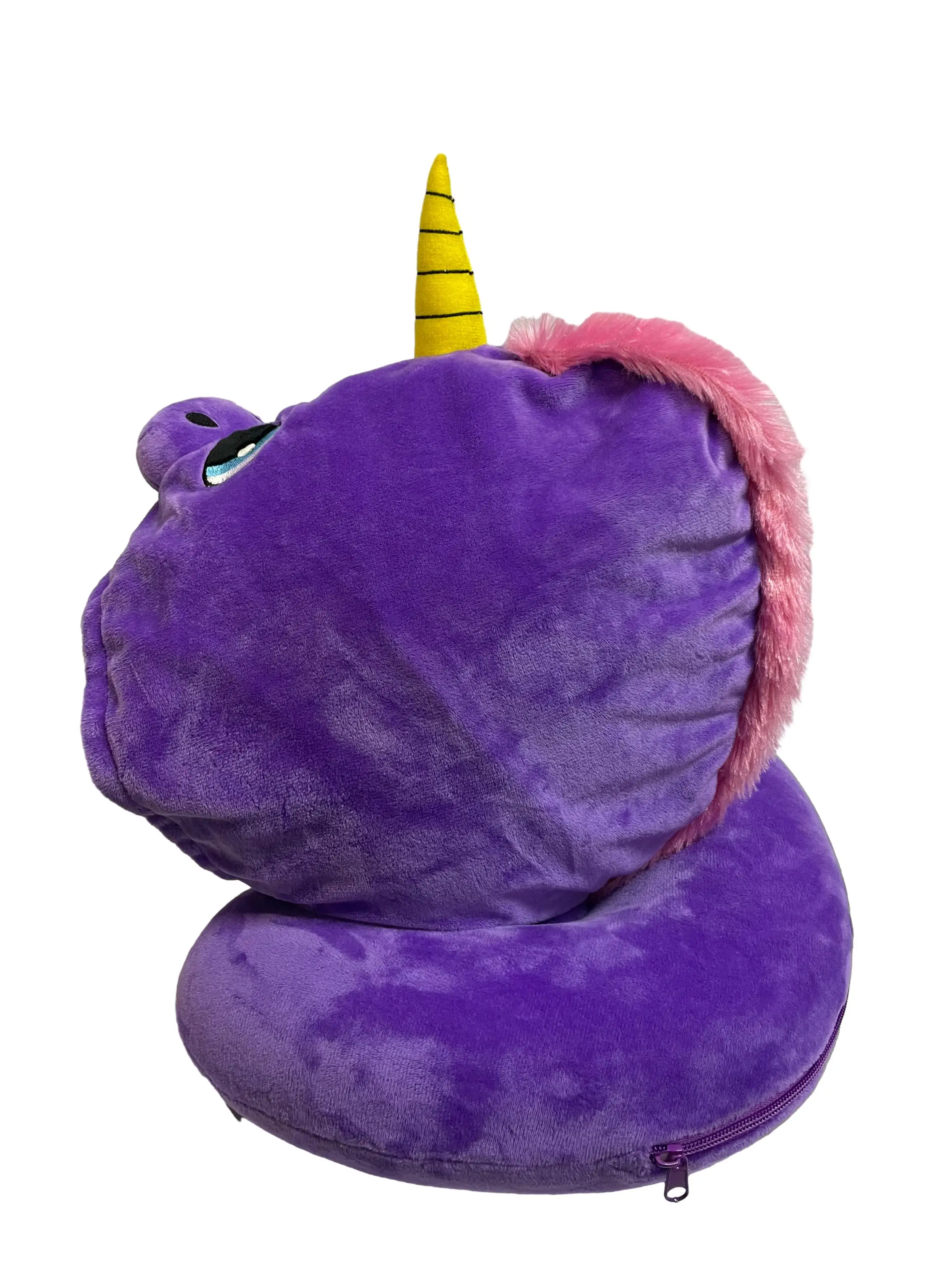 2024 New high quality Factory OEM/ODM travel Neck pillow, purple Unicorn cartoon neck pillow for kids and adults