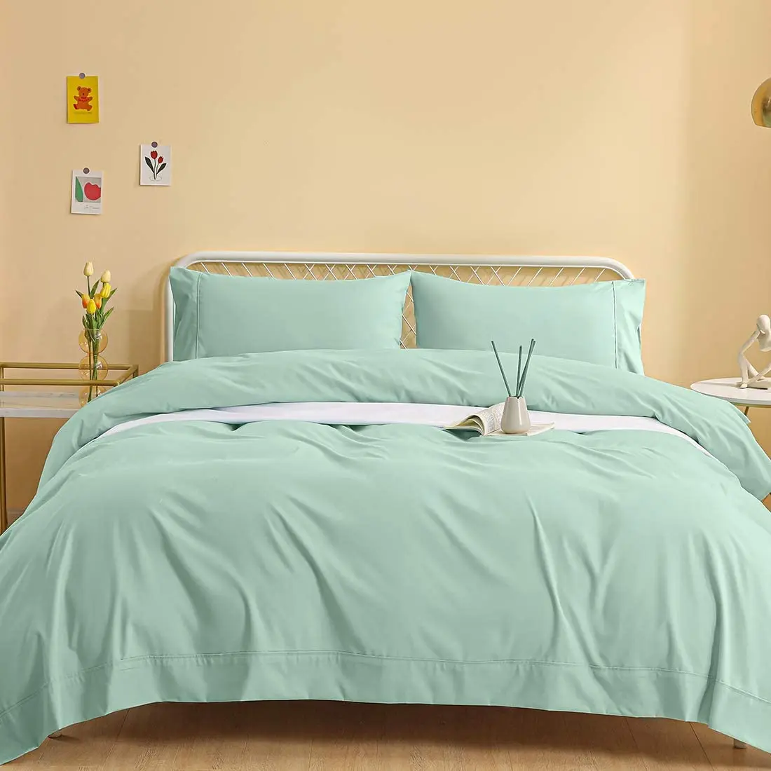 100% polyester microfiber 100gsm plain 5mm Trim high quality luxury bedding sheet sets from VITOTEX Full