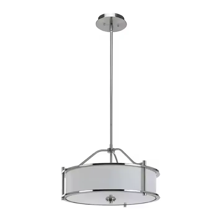 Modern Living Room Fabric Shade Glass Diffuser Minimalist Ceiling Hanging Pendant Light For Kitchen